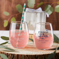 Personalized clear stemless wine glasses